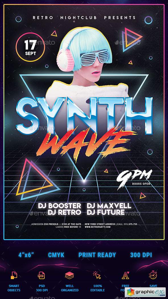 80s Synthwave Flyer 22530655