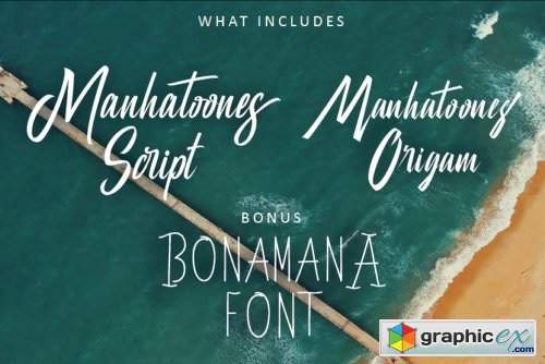 Manhatoone Script Font Family - 3 Fonts
