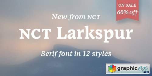 NCT Larkspur Font Family - 18 Fonts