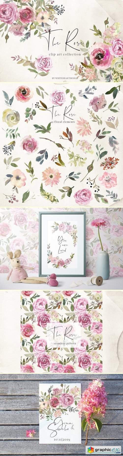 The Rose Watercolor Floral Clipart