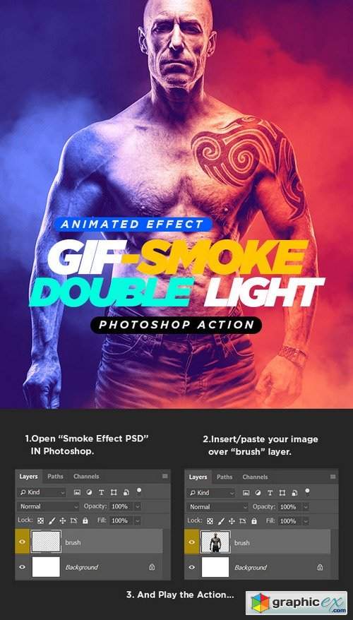 Gif Animated Smoke Double Lighting Photoshop Action