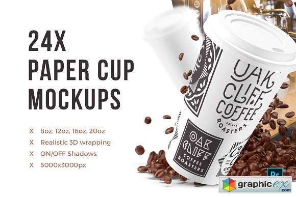24x Paper Cups Mockups