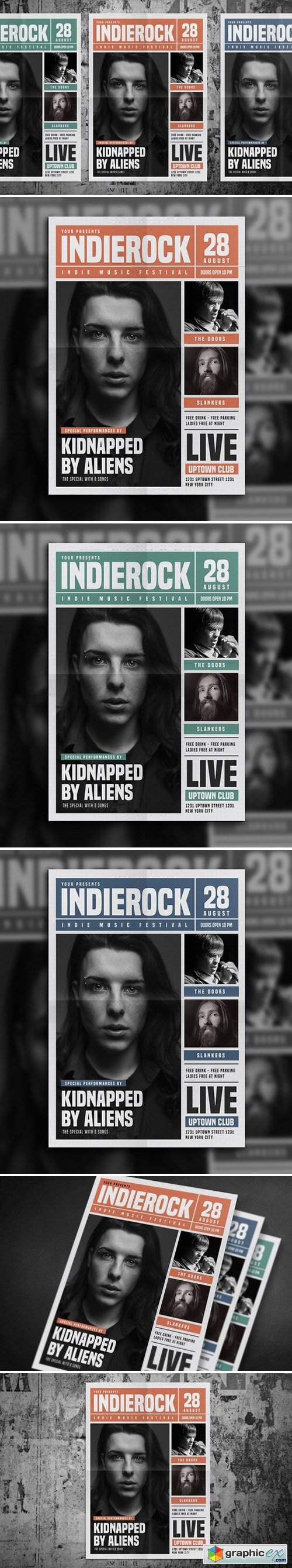 Indie Rock Newspaper Style Flyer 646943