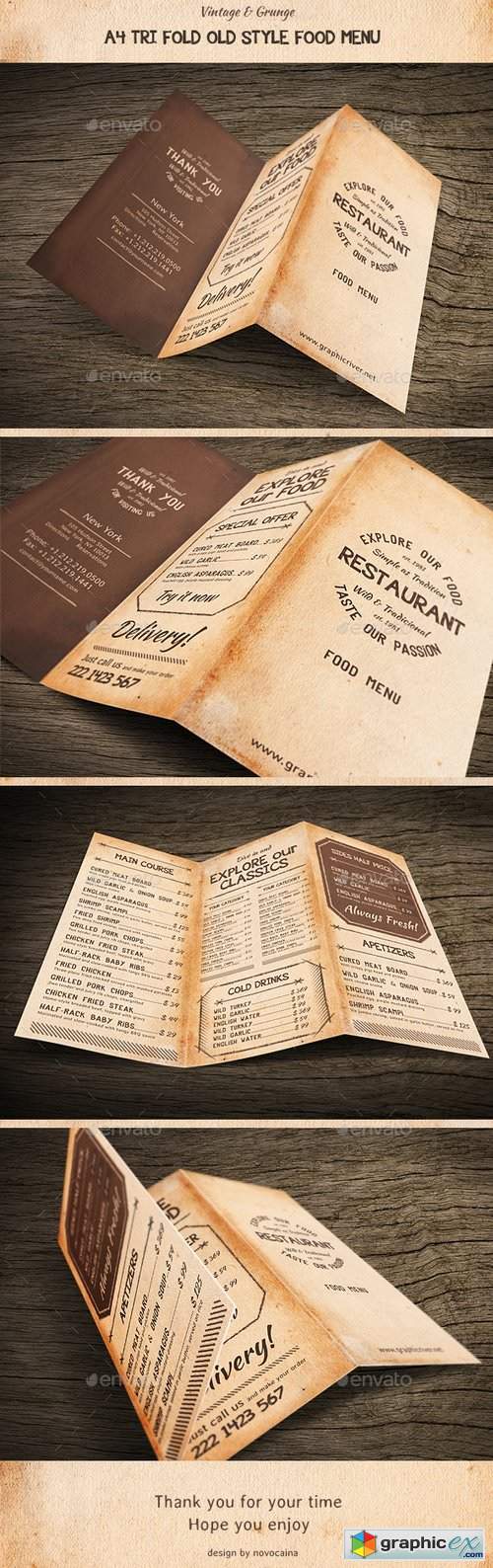 Old Style A4 Trifold Food Menu