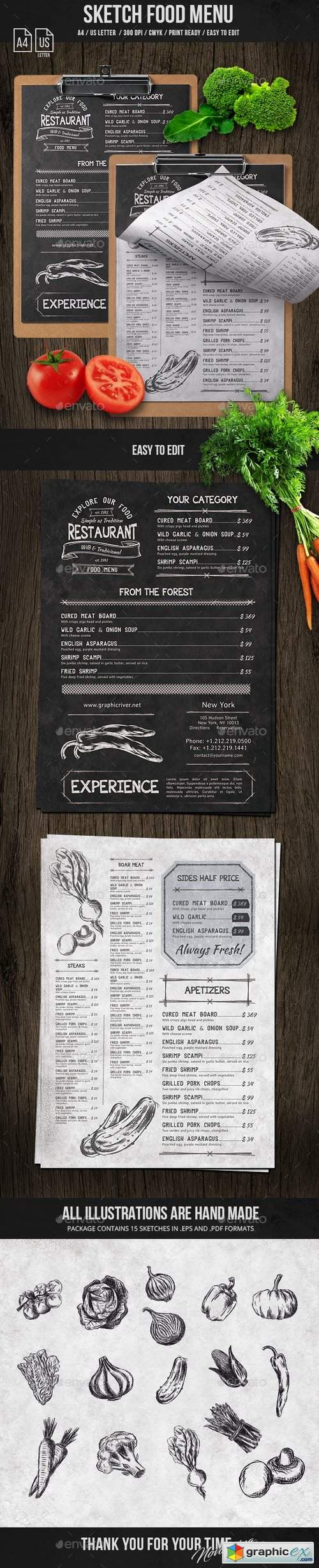 Sketch A4 and US Letter Single Page Menu