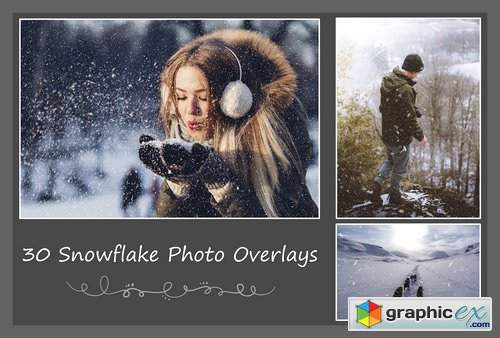 30 Snowflake Photo Overlays