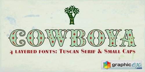Cowboya Tuscan Font Family - 4 Fonts