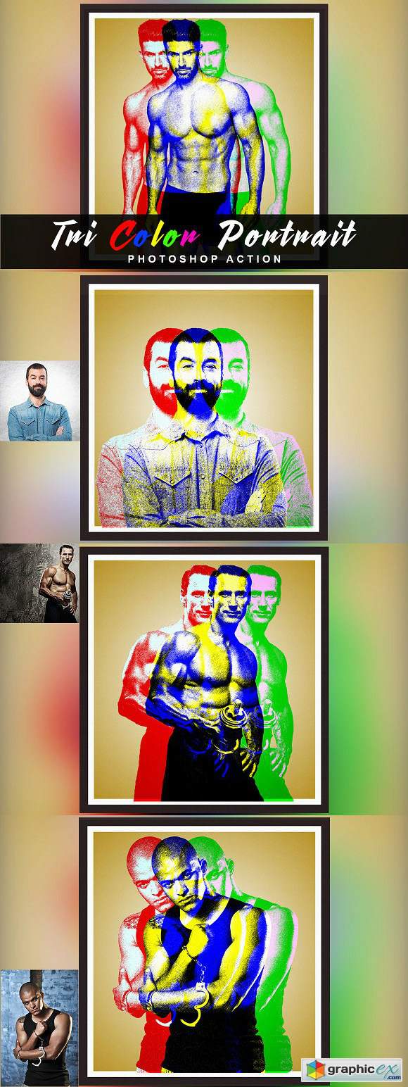 Tri Color Portrait Photoshop Action