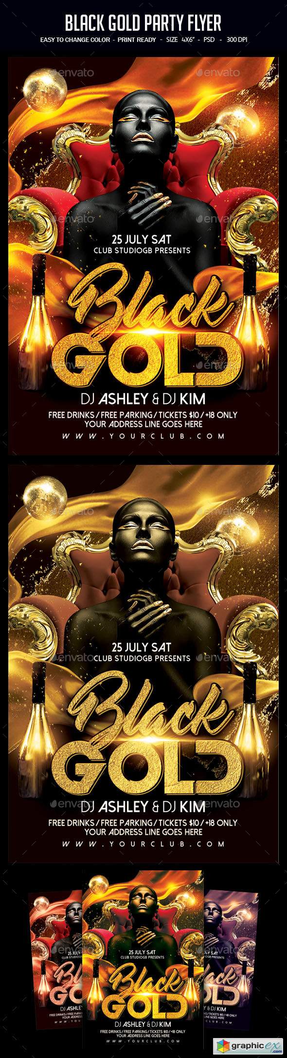 Black And Gold Party Flyer