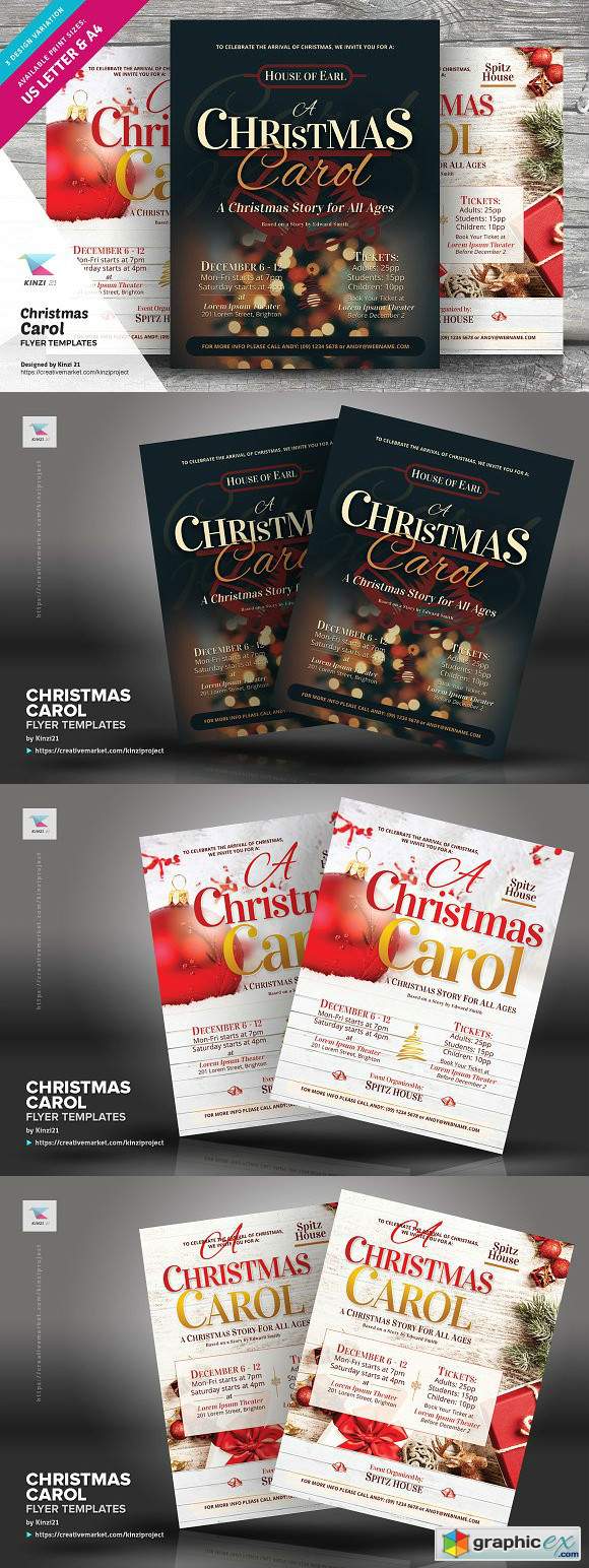 Christmas Carol Flyer Templates
