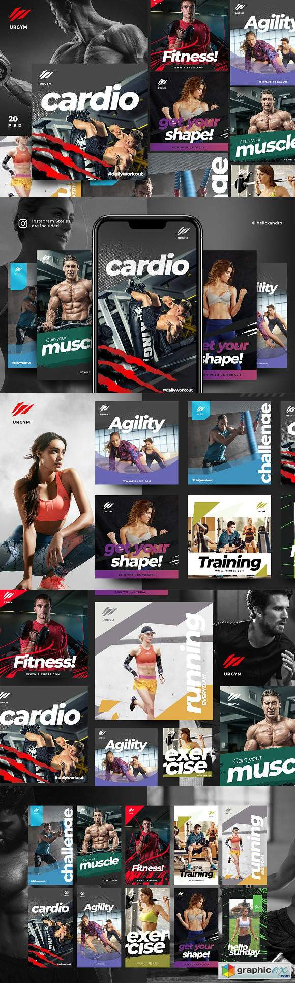 Fitness & Gym instagram pack 2.0