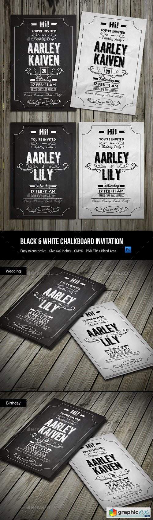 Black & White Chalkboard Invitation