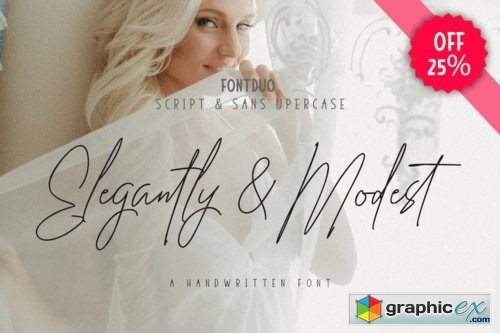 Elegantly & Modest Duo Font Family - 6 Fonts