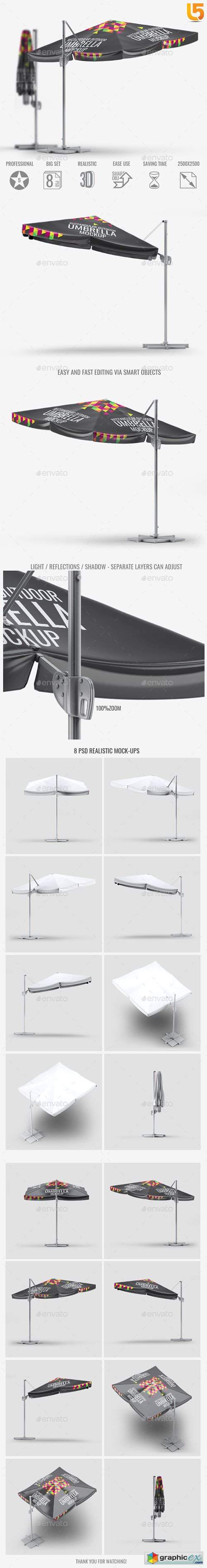 Rectangular Outdoor Umbrella Mock-Up