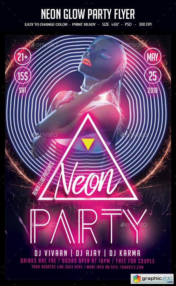 Neon Glow Party Flyer 22751389