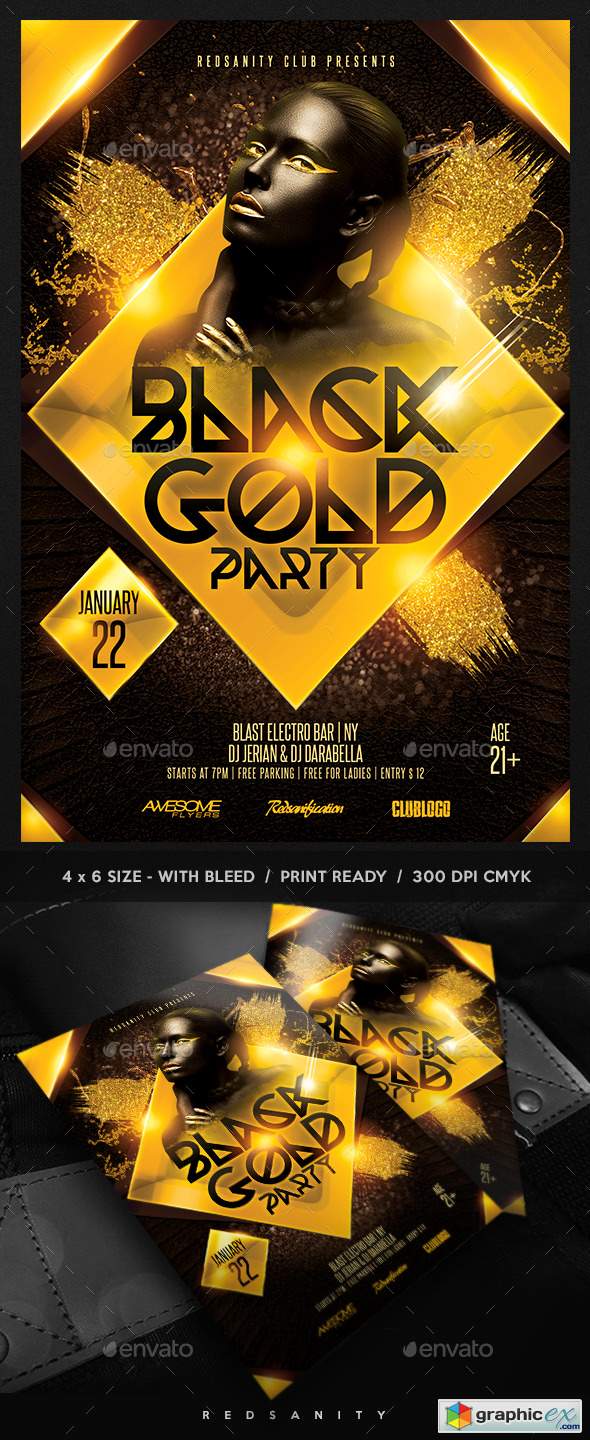 Black Gold Party Flyer 22751520 » Free Download Vector Stock Image