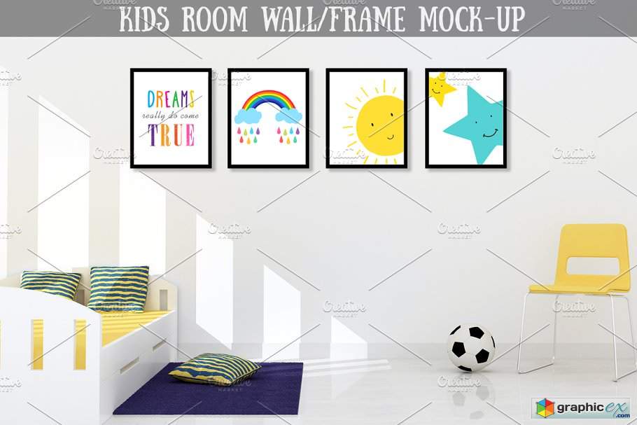 Kids Room Wall Frame Mock-up