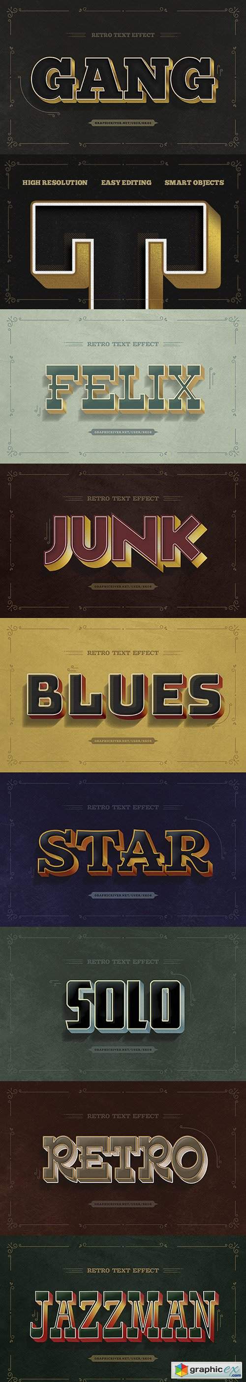 Retro Text Effects - 10 PSD