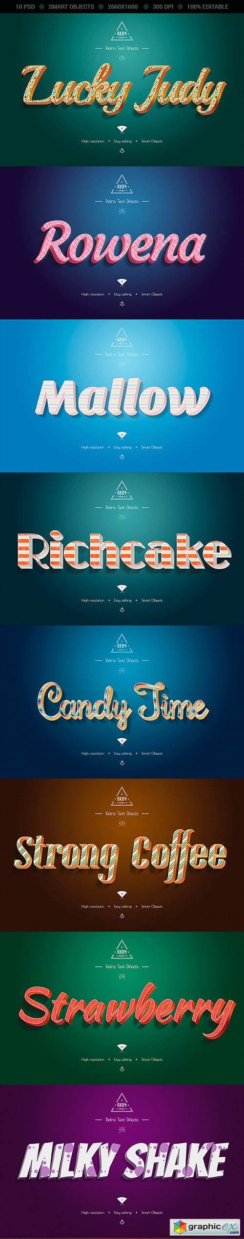 Retro Colorful Text Effects - 10 PSD