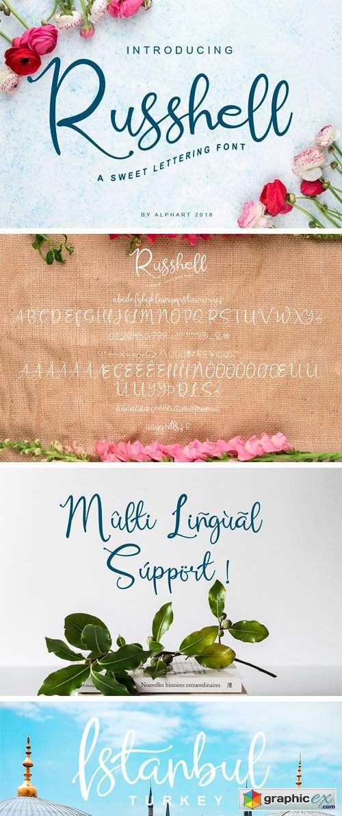 Russhell a Sweet Lettering Font