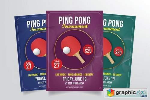 Ping Pong Tournament Flyer Template