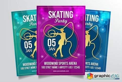 Ice Skating Party Flyer Template