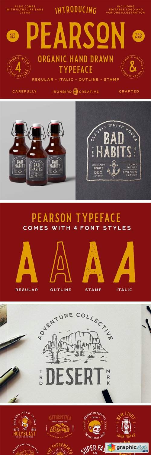 Pearson Typeface- 4 Fonts! (+EXTRA)