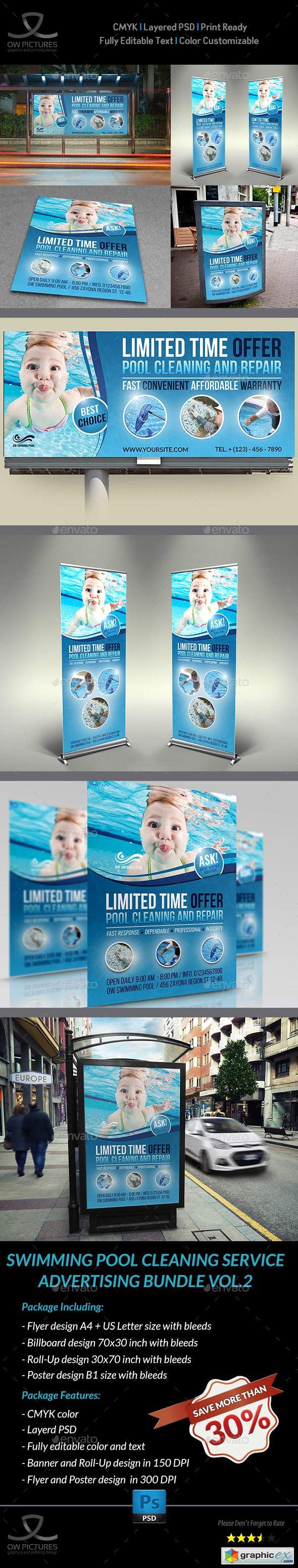 Swimming Pool Cleaning Service Advertising Bundle Vol 2