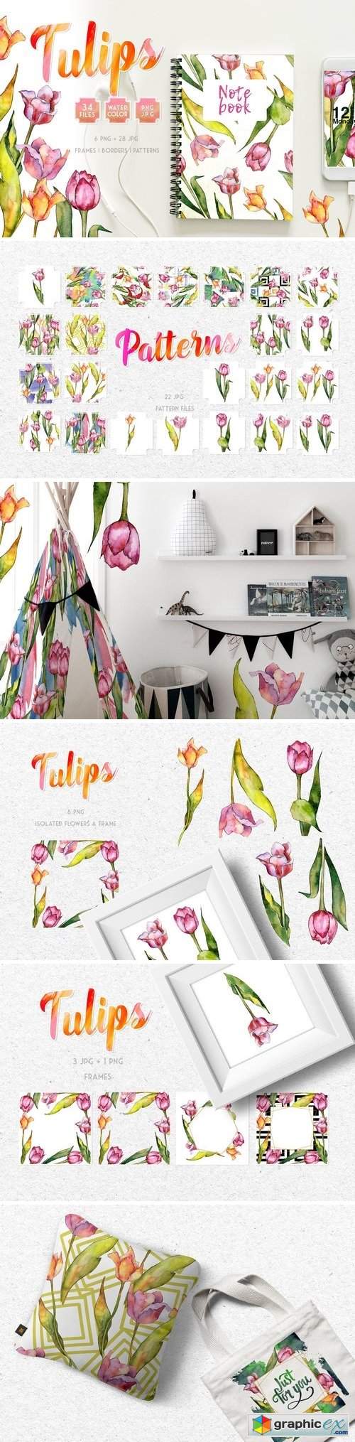Tulips for Love Watercolor png