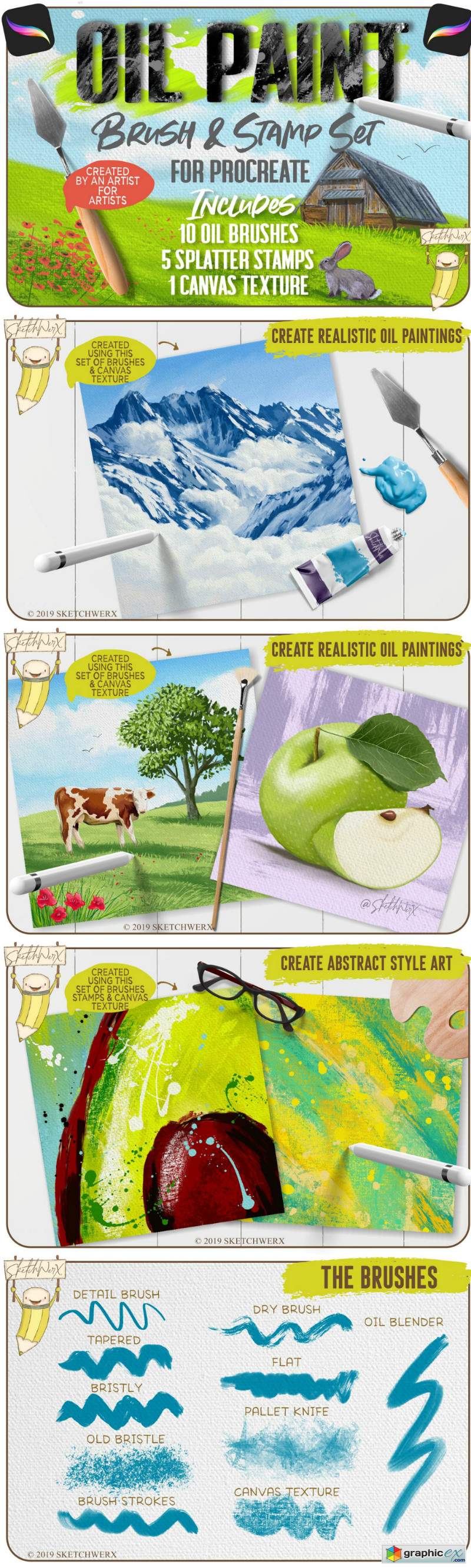 Oil Paint Brush & Stamp Set
