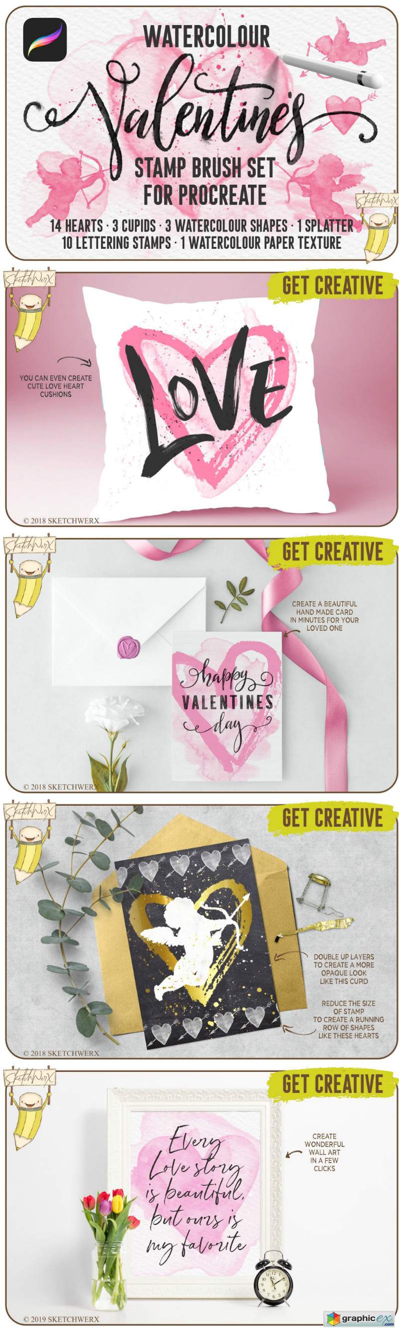Watercolour Valentines Stamp Set