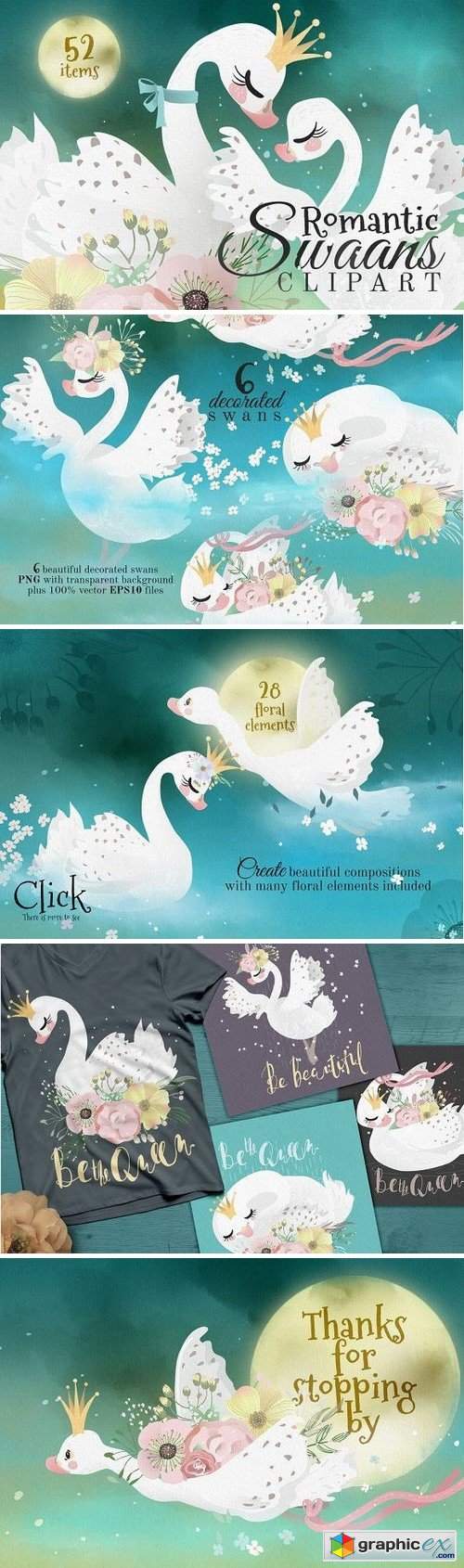 Romantic Swans Clipart