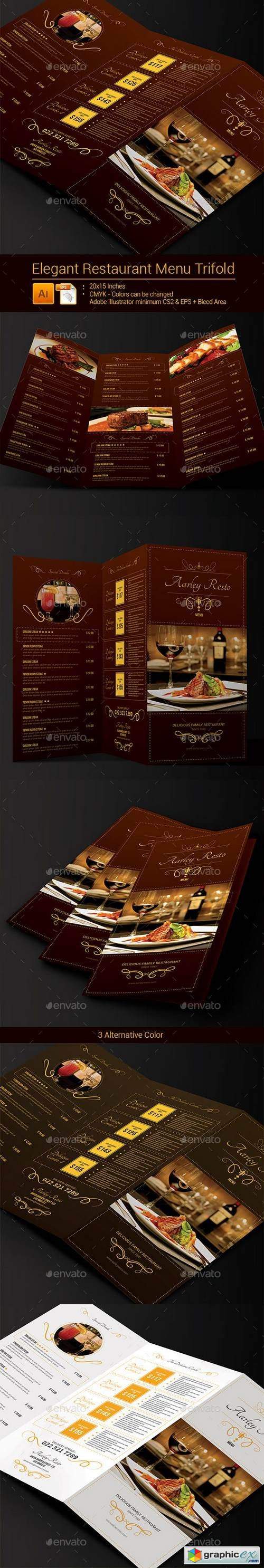 Elegant Restaurant Menu Trifold 9137918