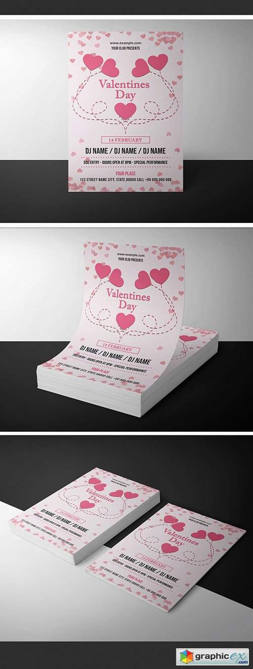 Valentine's Day Invitation Layout with Hearts