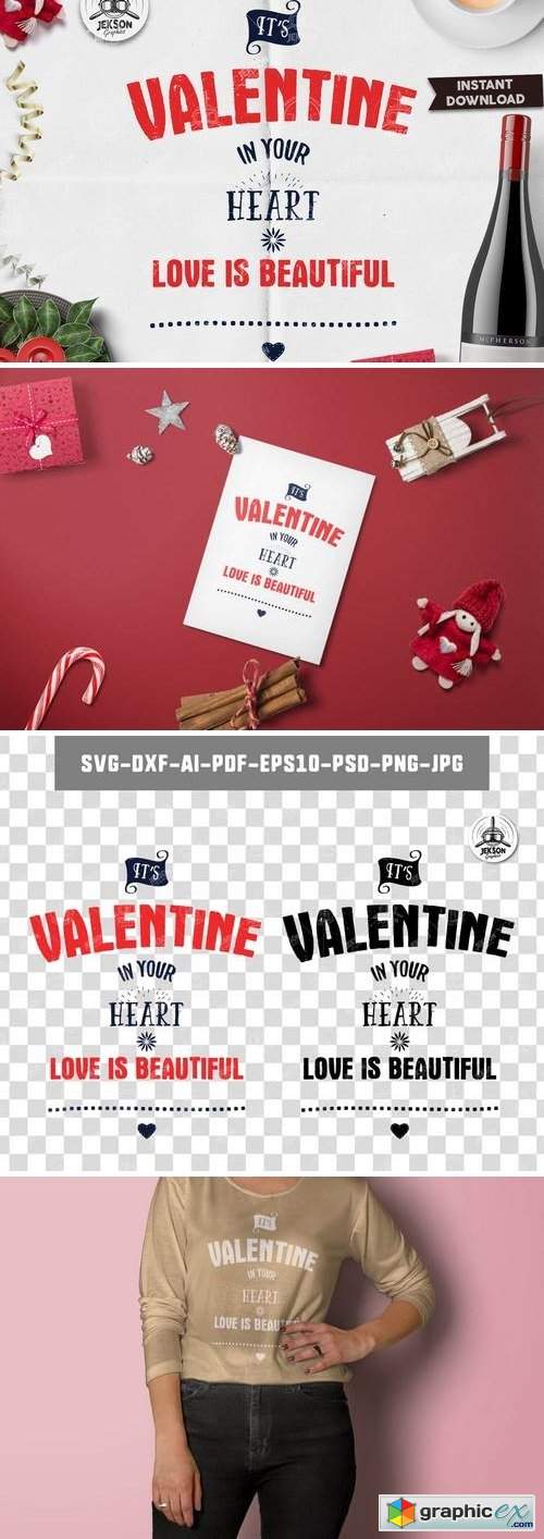 Valentines Day Lettering / Typography Overlay SVG