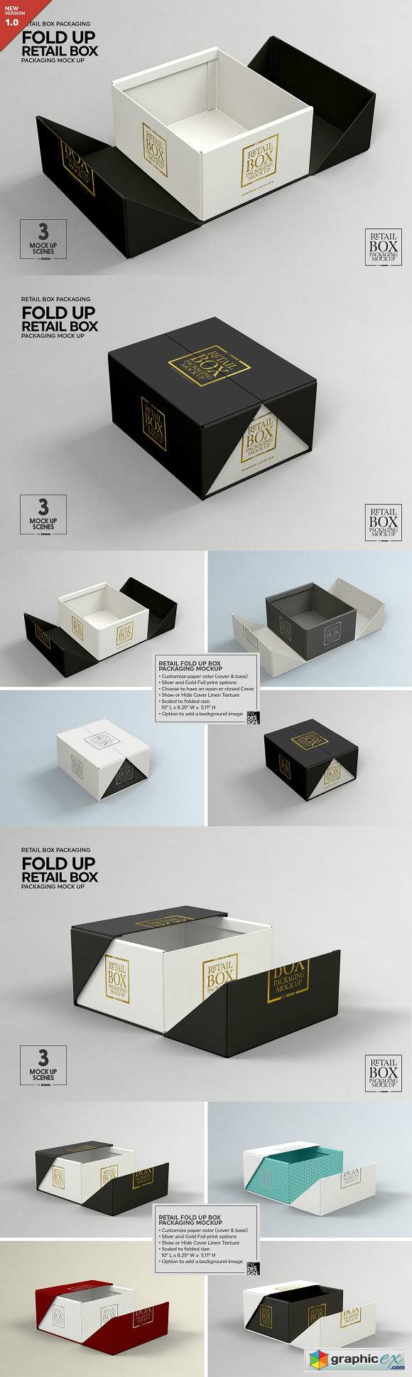 Fold Up Retail Box Packaging Mockup