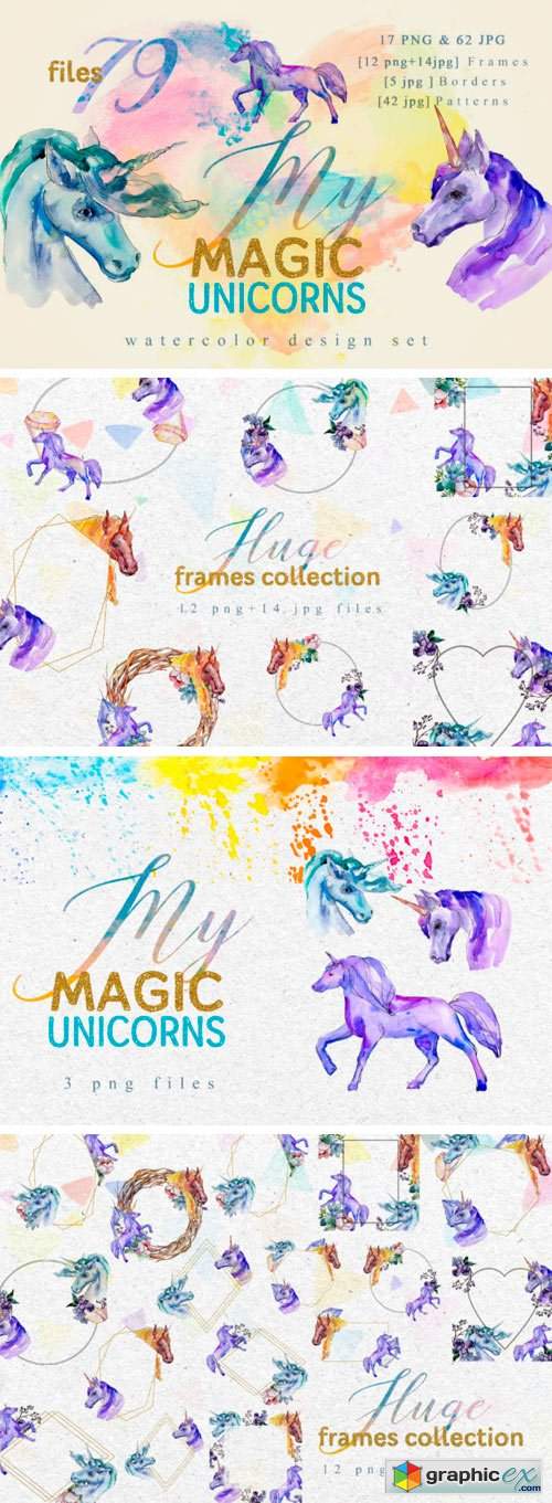 Magic Unicorn Watercolor PNG