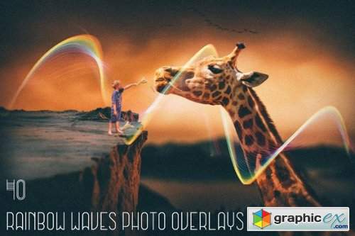 40 Rainbow Waves Photo Overlays