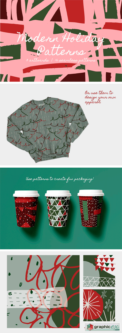 Modern Holiday | Patterns + Artboard