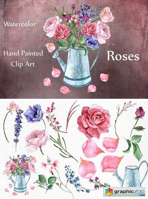 Watercolor roses clipart 600858