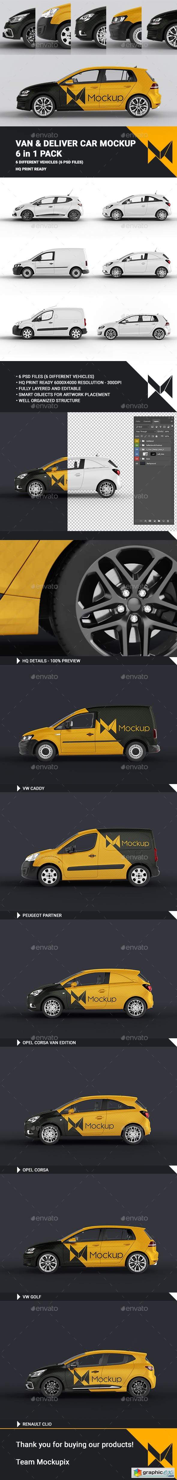 Van & Delivery Cars Mockup 6 in 1 Pack