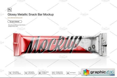 Glossy Metallic Snack Bar Mockup 3649312