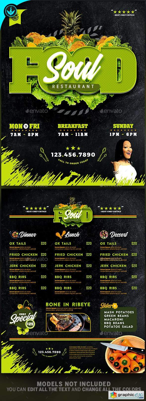 Soul Food Restaurant Menu Flyer Template 23519005