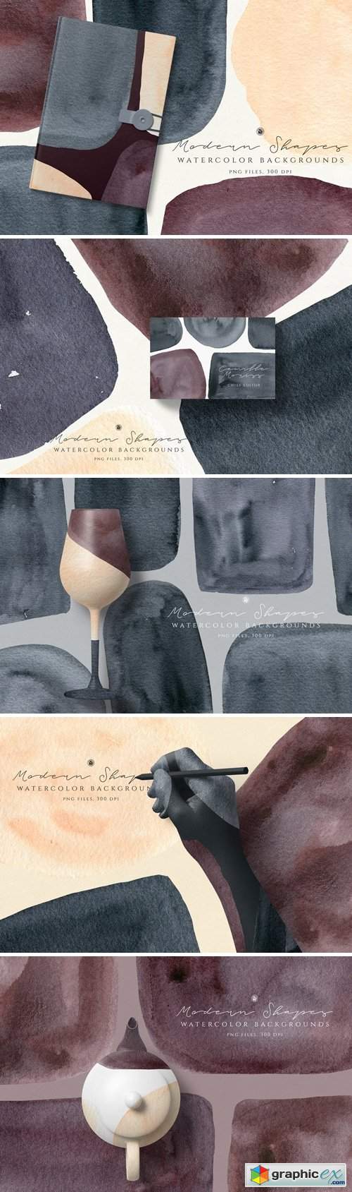 Watercolor Backgrounds Modern Shapes