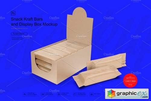 Kraft Snack Bars & Box Mockup