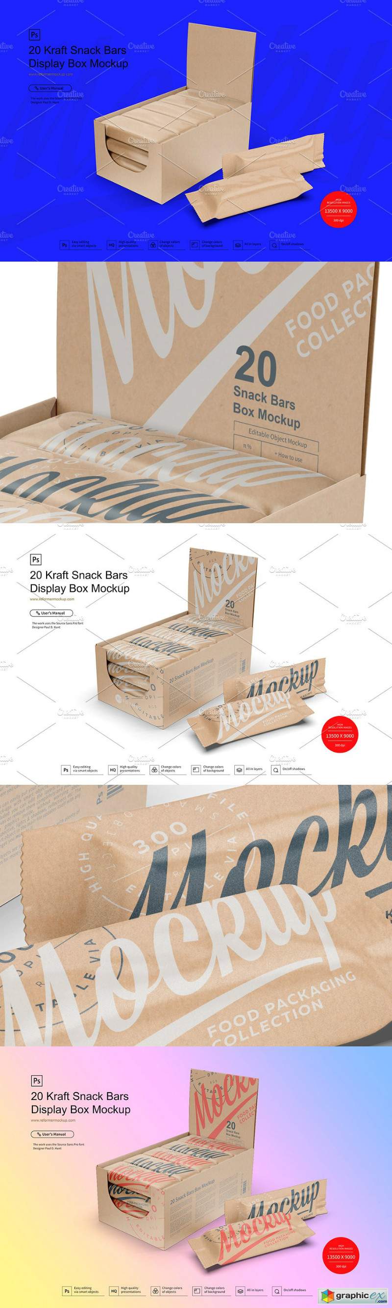 Kraft Box & Snack Bars Mockup
