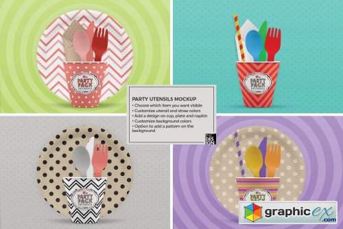 Party Plates and Utensils Mockup