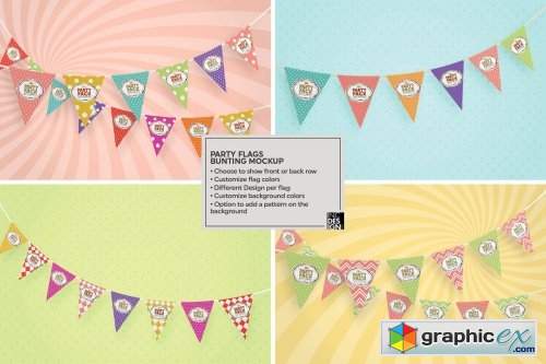 Party Flags Bunting Mockup