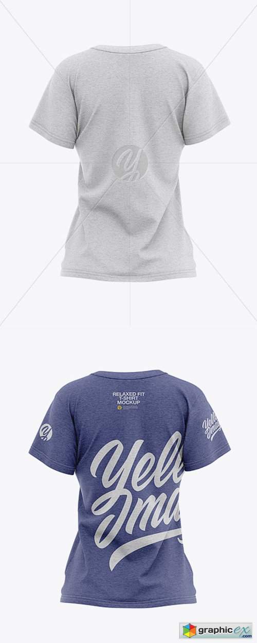 Women's Heather Relaxed Fit T-shirt Mockup - Back View