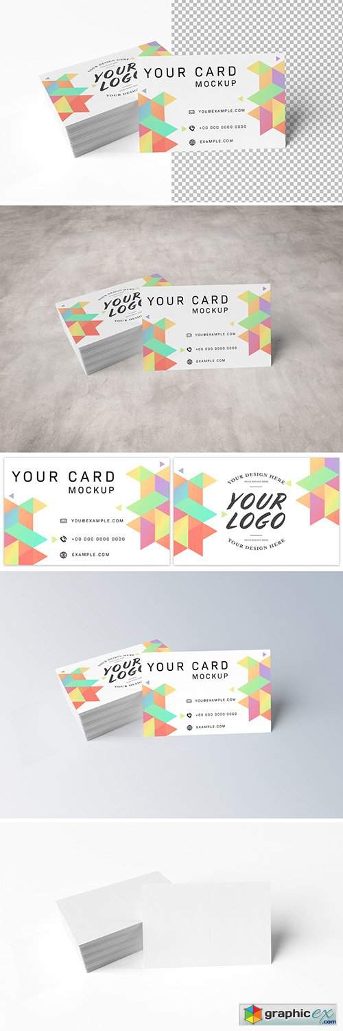Stack of Business Cards on White Mockup